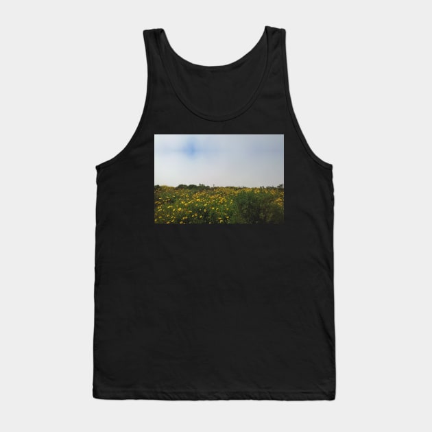 Flower Field, Cloudy Sky in San Diego Tank Top by Babey Bog